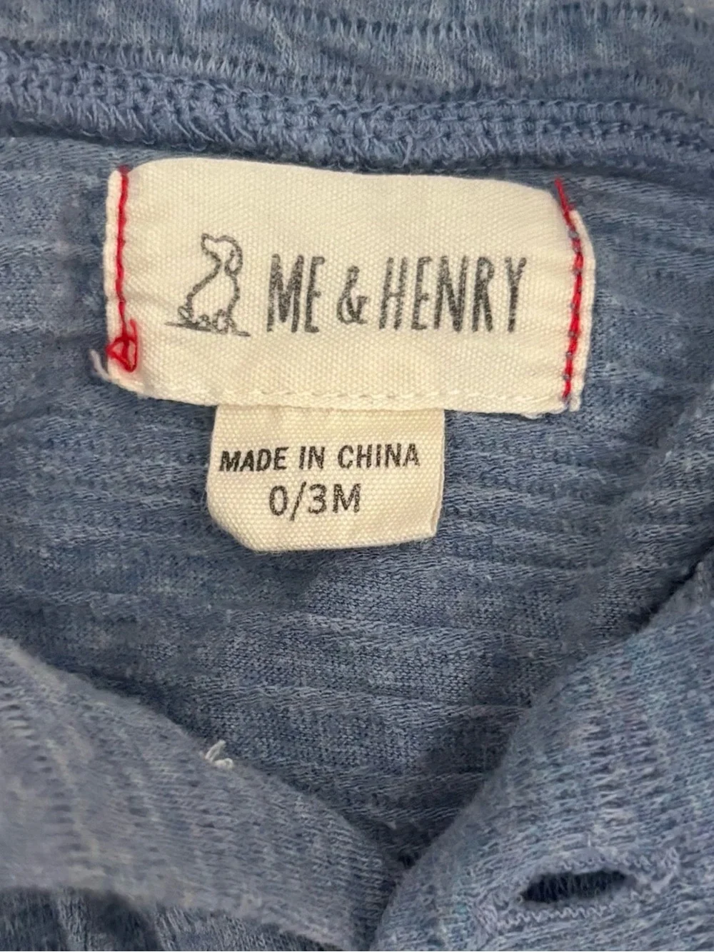 Me & Henry Blue Henley Romper | 0-3m